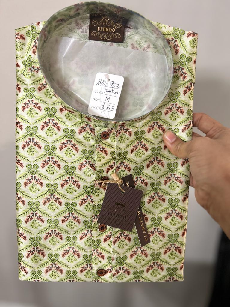 Pista Green Color Festive Wear Kurta Pajama Set