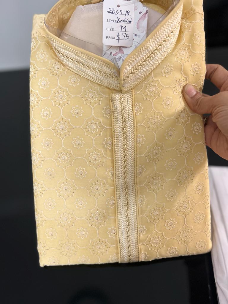 Cream Yellow Kurta Pajama Set