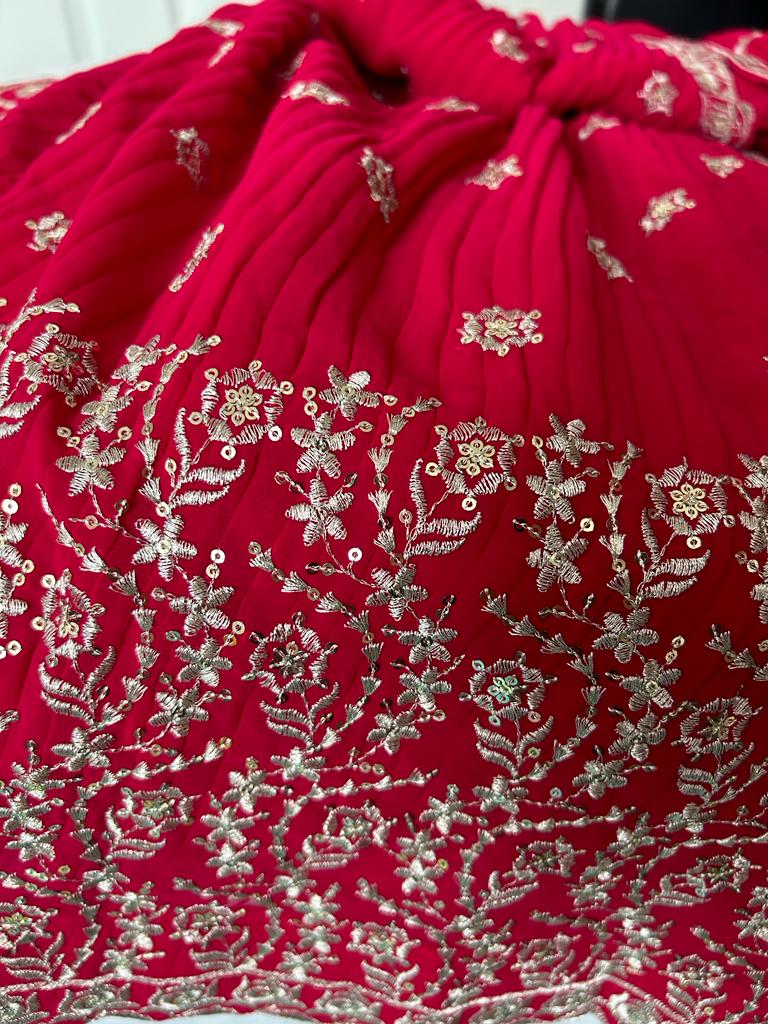 Lehenga- RaniPink in Trendy Divided Pattern in skirt