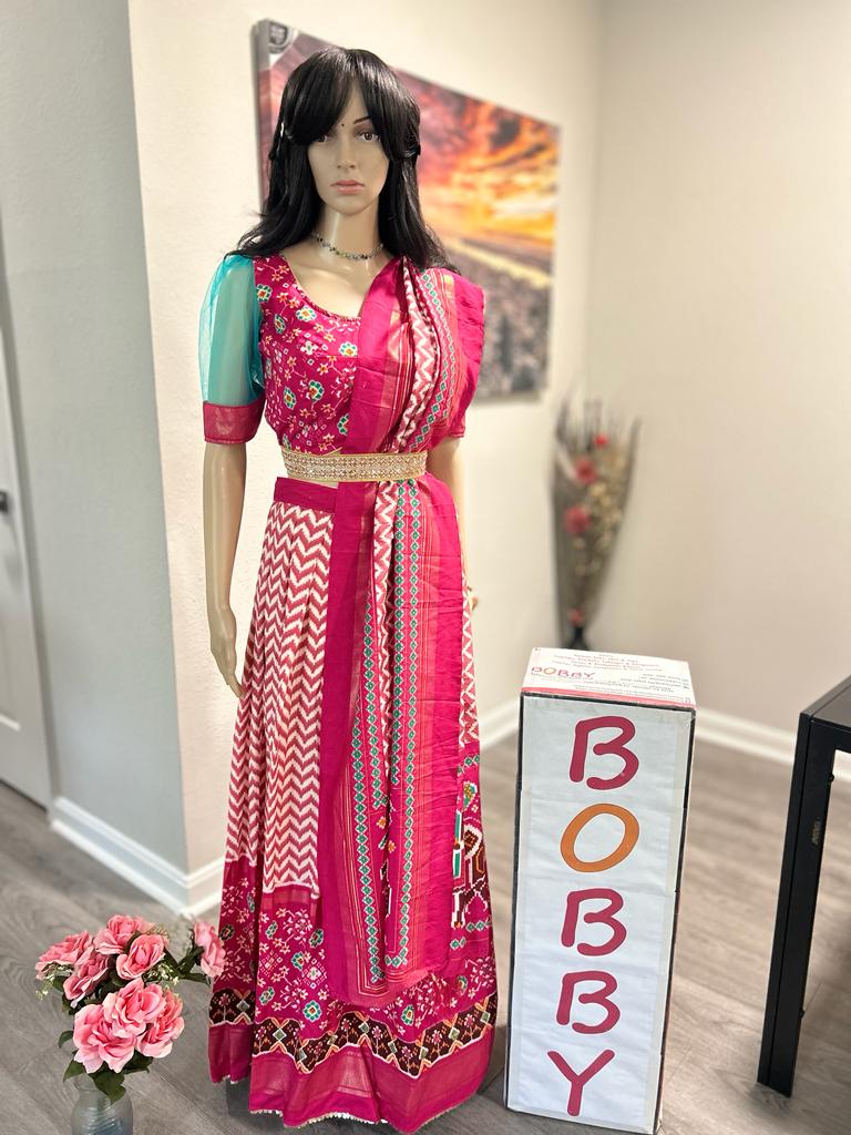 Bobby Couture - Pink Color Crepe silk lehenga