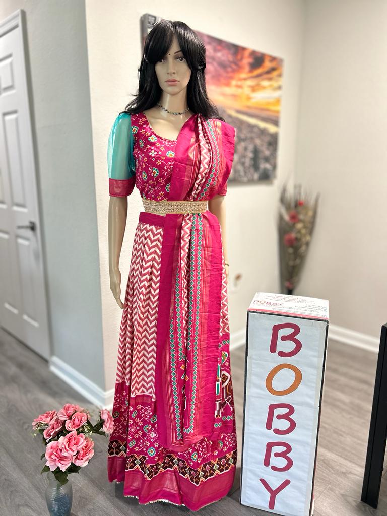 Bobby Couture - Pink Color Crepe silk lehenga