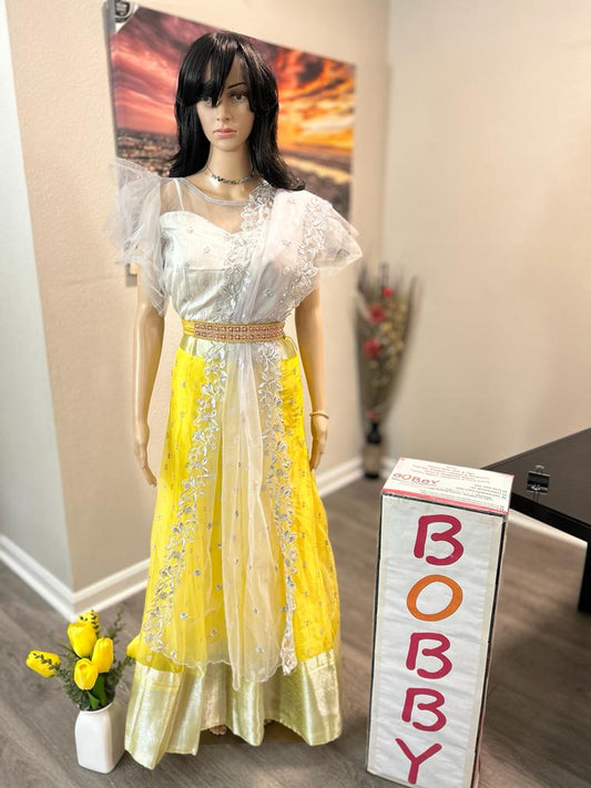 Bobby Couture - Trendy SilverGrey with Yellow Lehenga