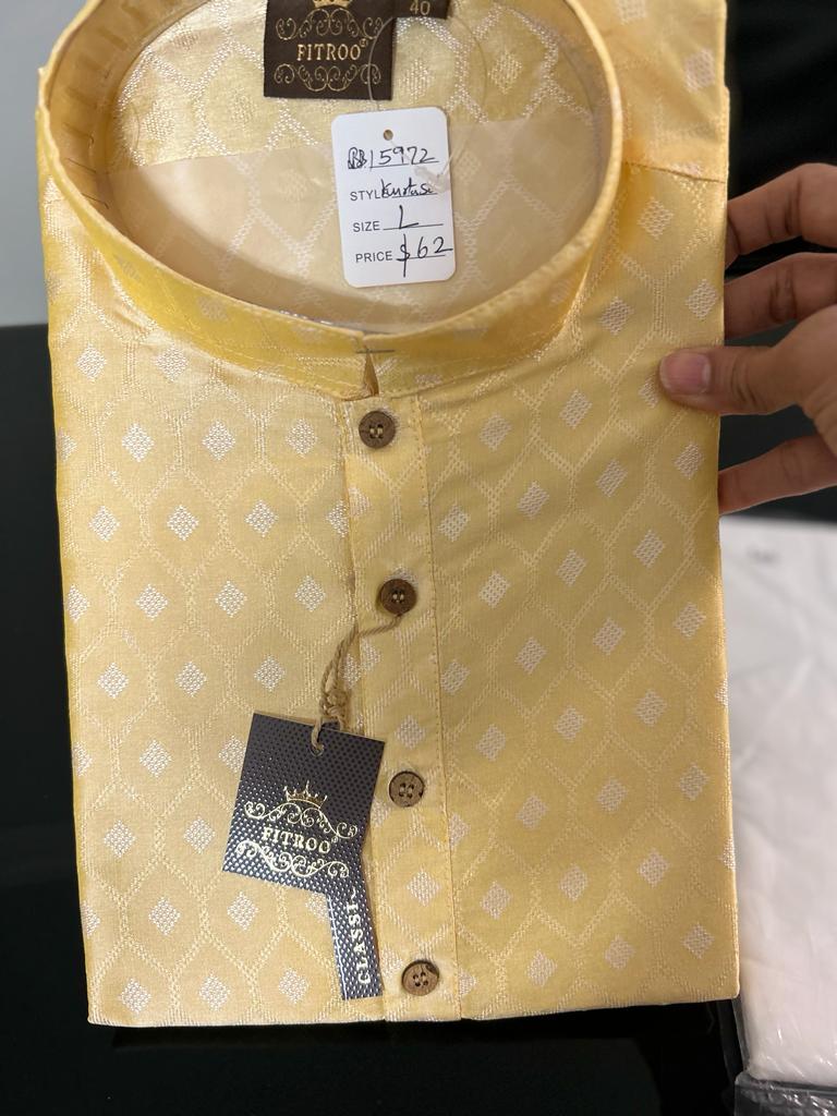 Pastel Yellow Color Festive Wear Kurta Pajama Set