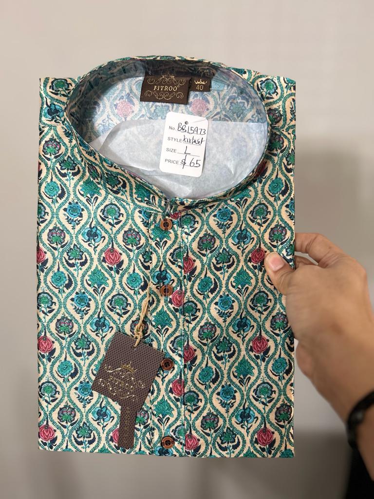 Sea Green Color Festive Wear Kurta Pajama Set