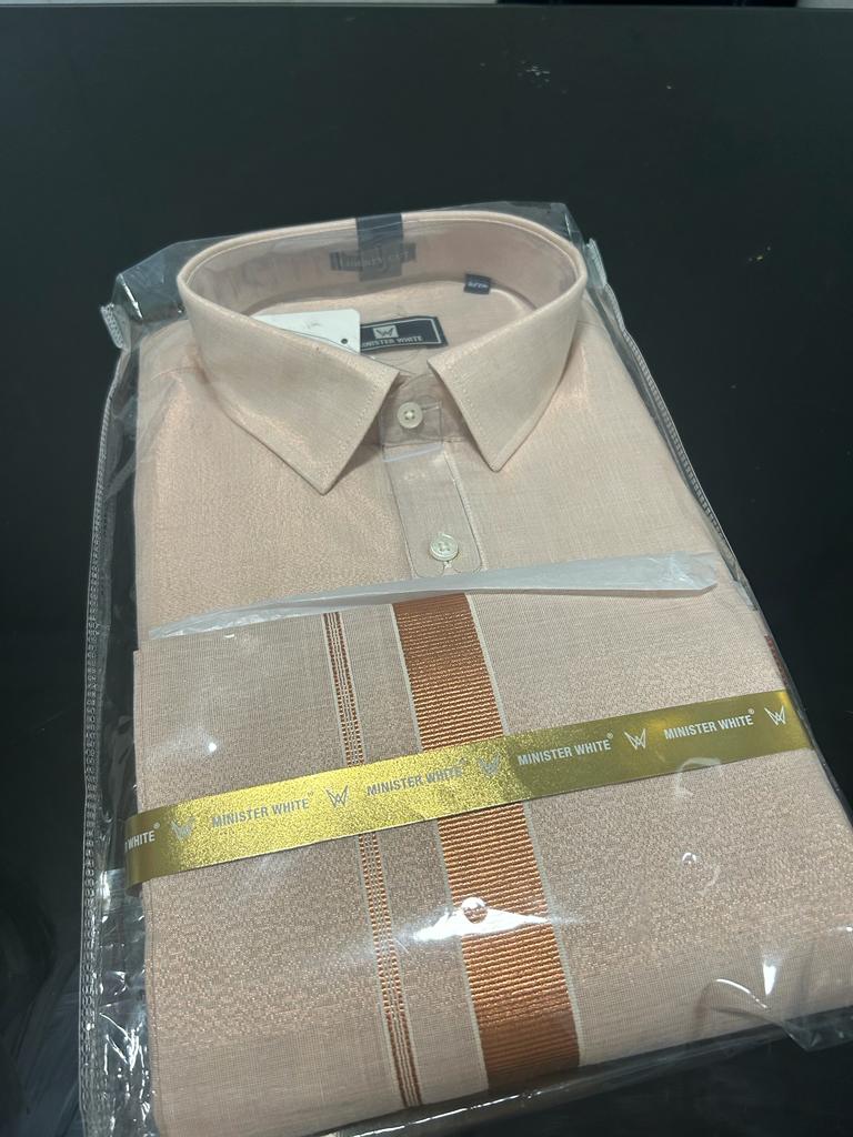 Rosegold Silk Shirt with Rosegold Silk Dhoti set