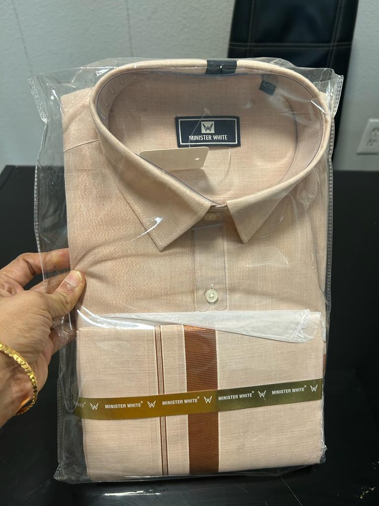 Rosegold Silk Shirt with Rosegold Silk Dhoti set