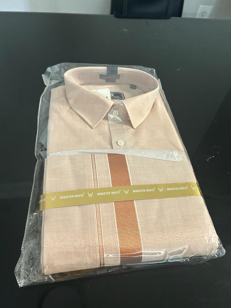 Rosegold Silk Shirt with Rosegold Silk Dhoti set