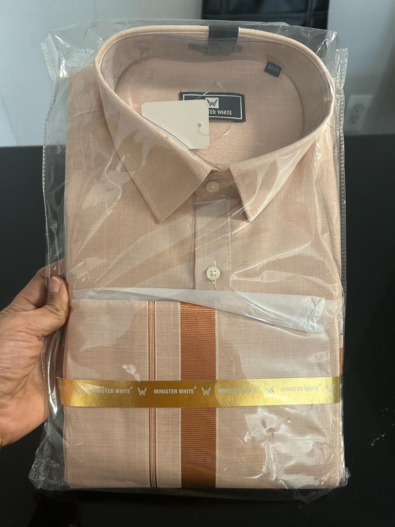 Rosegold Silk Shirt with Rosegold Silk Dhoti set