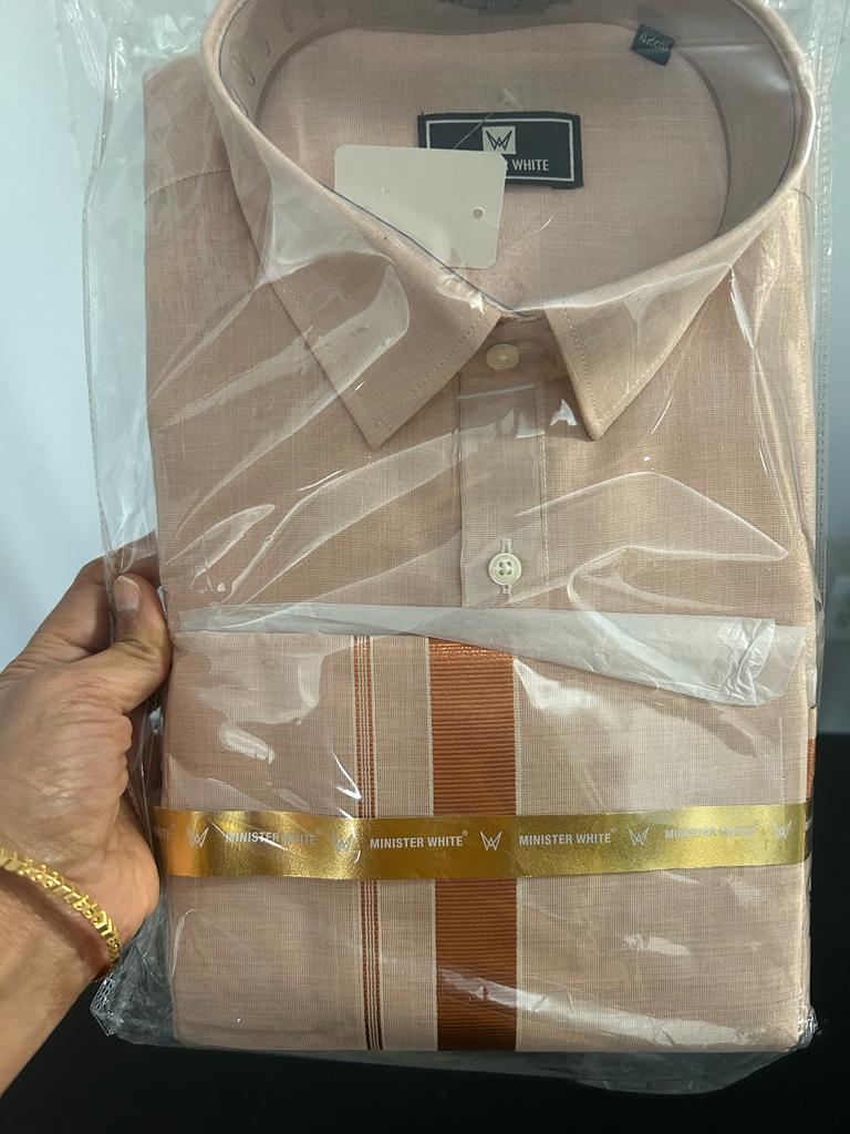 Rosegold Silk Shirt with Rosegold Silk Dhoti set