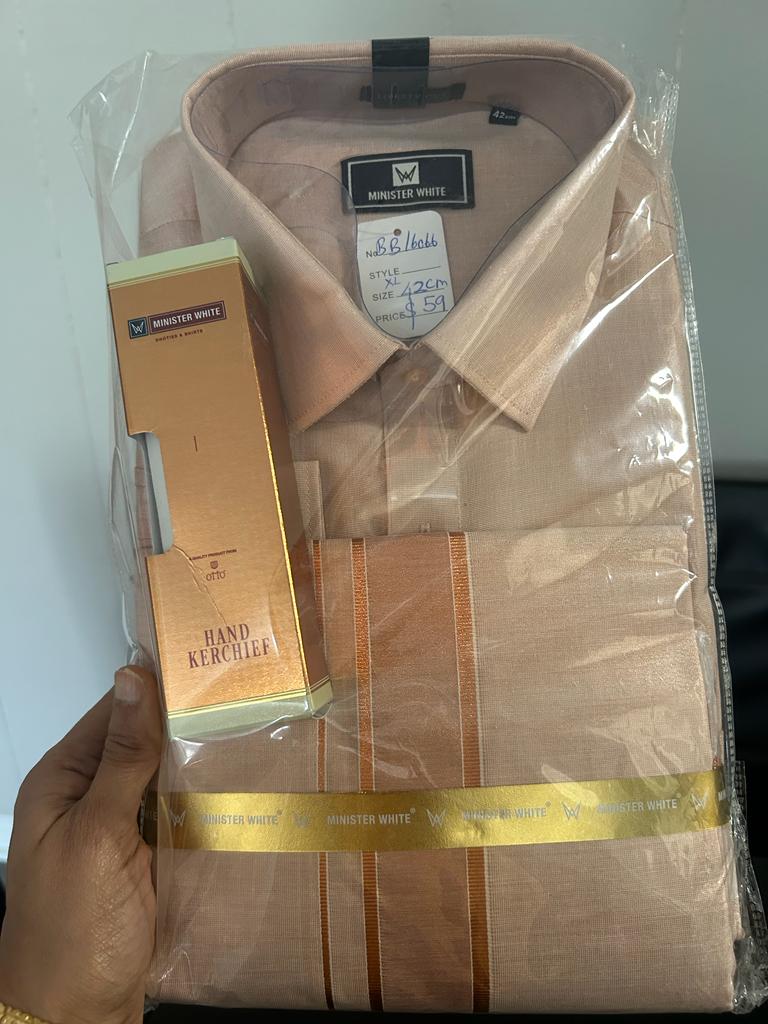 Rosegold Silk Shirt with Rosegold Silk Dhoti set