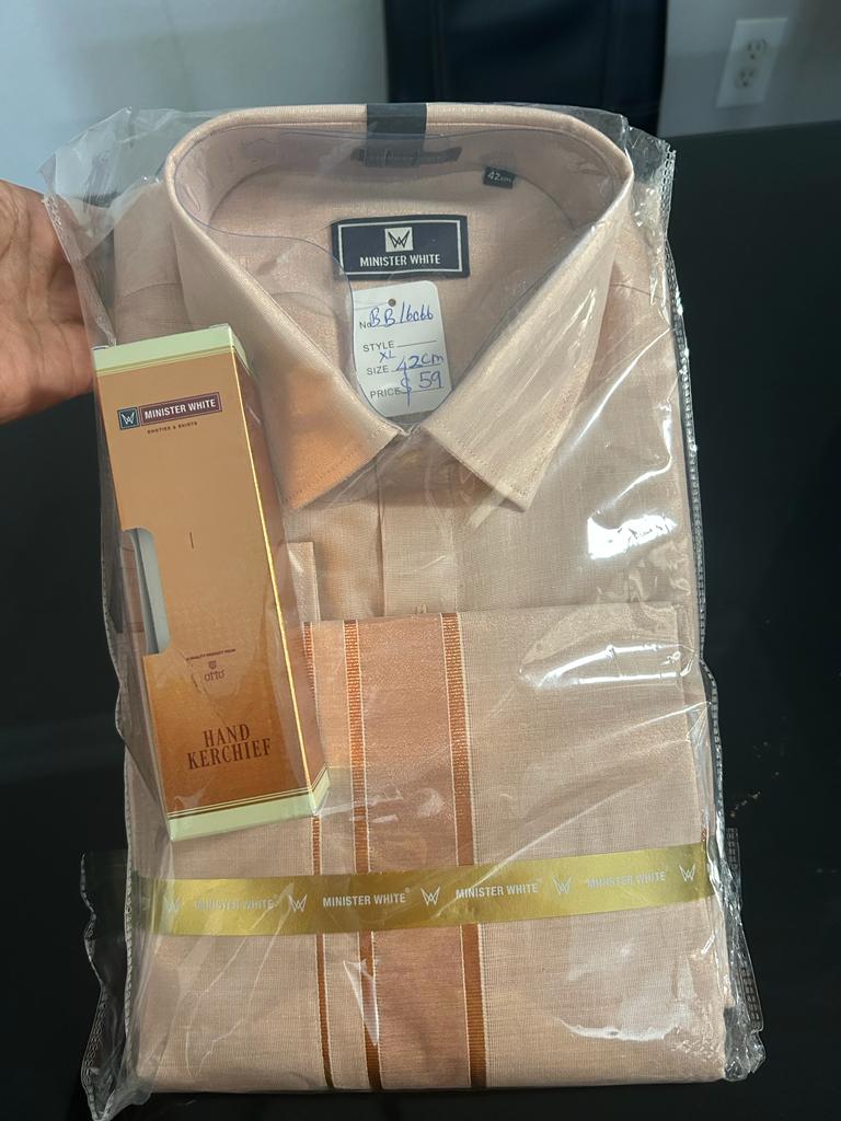 Rosegold Silk Shirt with Rosegold Silk Dhoti set